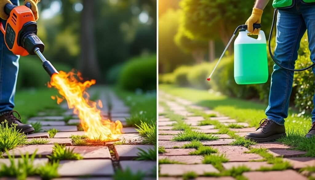 découvrez les avantages et inconvénients du désherbage thermique et chimique pour choisir la meilleure solution adaptée à l'entretien de vos allées.